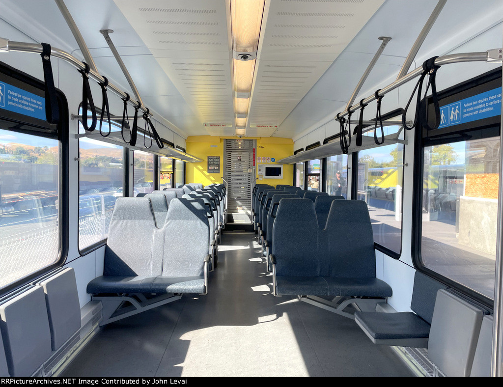 interior of the eBART Stadler Car